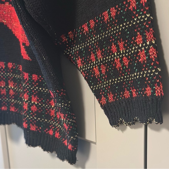 Vtg 90s Holiday Time Ugly Christmas Sweater Sz L Sparkle Scalloped Candles Bow - Picture 8 of 9